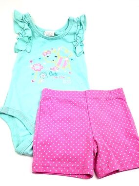 Cutie Pie Baby Outfit Size 3/6m Girl Cute as Can Be Bodysuit Shorts 2pc Matching